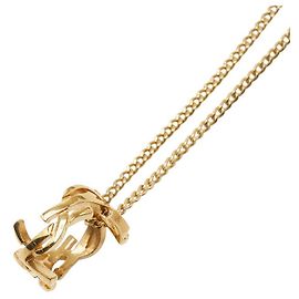 Yves Saint Laurent Colar com Logo YSL Saint Laurent Dourado Metálico