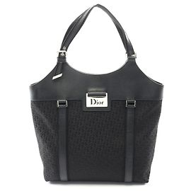 Dior Street Chic Trotter Canvas Leather Tote Bag Black