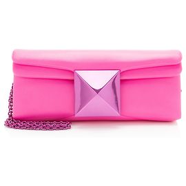 Valentino Garavani Clutch Valentino em couro de cordeiro com um stud Rosa