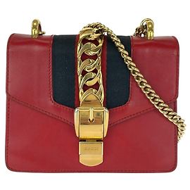 Borsa a Spalla in Pelle Gucci Sylvie Rosso