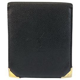 Yves Saint Laurent Leather Compact Wallet Black