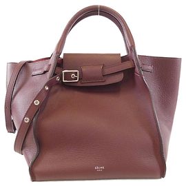 Céline Bolsa Celine Big Bag em couro de bezerro pequeno Marrom