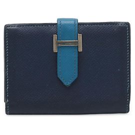 Hermès Béarn Kartenetui aus Epsom-Leder Blau