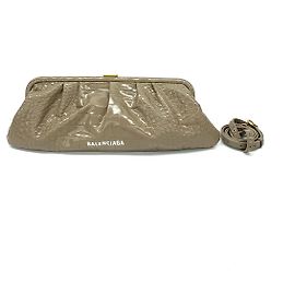 Pochette en cuir embossé crocodile Balenciaga Marron Beige