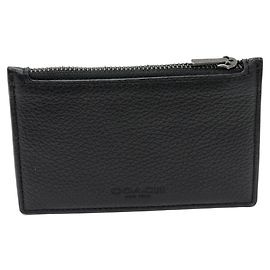 Coach Pebble Leather Coin Case with Card Case Black