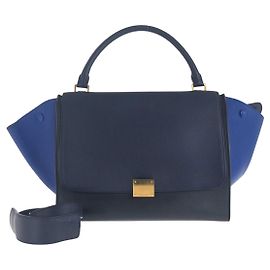 Céline Celine Trapeze Medium Leather Handbag Blue