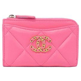 Kartenetui aus Lammleder Chanel 19 Pink