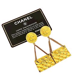 Orecchini Chanel Coco Mark Matelassé D'oro Metallico