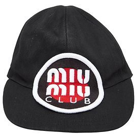 Gorra de béisbol de algodón bordada Miu Miu Negro