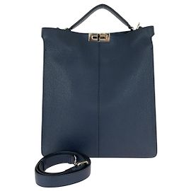 Borsa in pelle Fendi Peekaboo ICU Blu