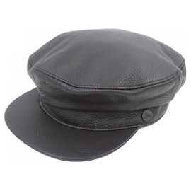 Boné de couro de veado Hermès FLYNN CHEVAL PUNK 59 Marrom