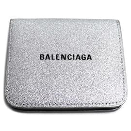 Balenciaga-Carteira bifold em couro Balenciaga Everyday-Prata,Metálico