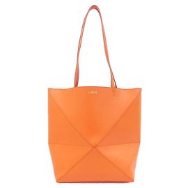 Bolso Tote Plegable Loewe Puzzle de Cuero de Ternera Naranja