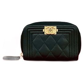 Chanel Boy Chanel Lambskin Coin Case Black