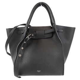 Céline Bolsa Celine Big Bag em couro de bezerro pequeno Preto