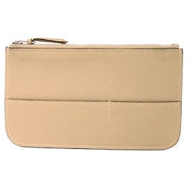 Estojo para moedas Dogon Duo GM em Taurillon Clémence da Hermès Marrom Bege