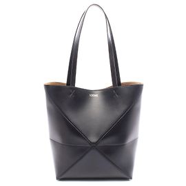 Loewe Puzzle Medium Leder Tote Bag Schwarz