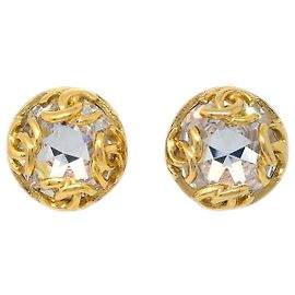 Orecchini Rotondi CC in Metallo e Cristallo Chanel D'oro