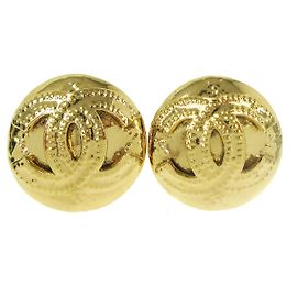 Chanel Vintage CC Round Clip-On Metal Small Doré