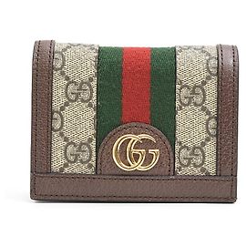 Cartera Mini Bifold Ophidia GG Supreme para Mujer Gucci Castaño