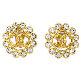 Chanel Vintage Orecchini a clip rotondi CC in metallo D'oro
