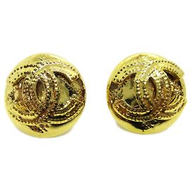 Chanel Vintage CC Round Clip-On Metal Small D'oro
