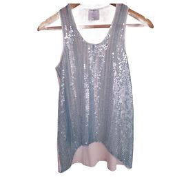 Chanel Sequins Ribbed Tank Top Light Blue Light blue