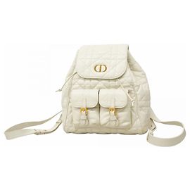 Weißer Leder-Rucksack von Christian Dior Weiß