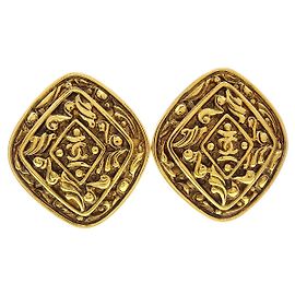 Chanel Vintage Diamant-Clip-Ohrringe vergoldet Golden