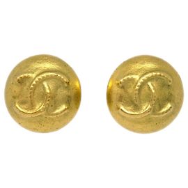 Chanel Vintage CC Round Clip-On Metal Small Doré