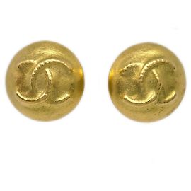 Chanel Vintage CC Bottoni Rotondi a Clip in Metallo D'oro