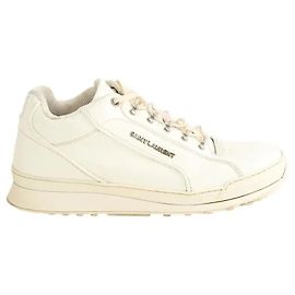 Saint Laurent Weiße Leder-Sneaker Weiß