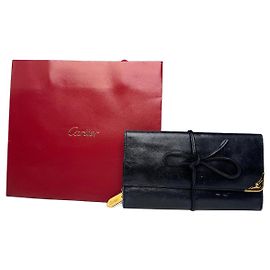 Vintage Cartier Leather Card  Holder Black Black