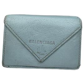 Vintage Balenciaga Leather Postal Card Holder Light Blue Blue