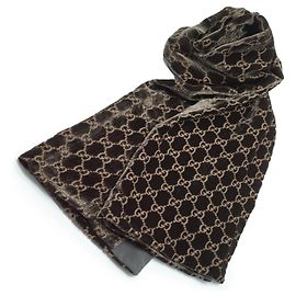 Gucci Cachecol de veludo de seda GG vintage Marrom