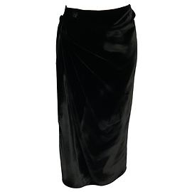 Falda midi de terciopelo negra Etro 2024 Negro
