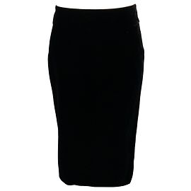 Falda lápiz de terciopelo negro arrugado Giorgio Armani Negro