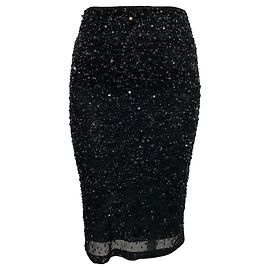 Gonna nera con paillettes e decorazioni in perle Alice + Olivia Nero