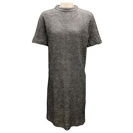 Robe en tweed à manches courtes noire / blanche de Tomas Maier Noir
