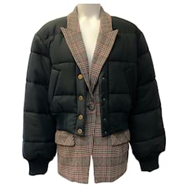 Veronica Beard Black / Plaid Larkin Puffer Jacket Black