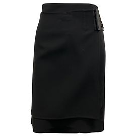 Akris Dark Brown Layered Wool Skirt Brown