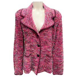 Escada Pink Multi Boucle Knit Jacket Pink