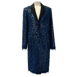 Tory Burch marineblauer Mohair-Strickmantel mit Pailletten Marineblau
