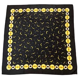 Bulgari Cachecol de seda twill preto / amarelo Bvlgari Preto