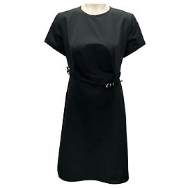 Givenchy Black Voyou Short Sleeved Midi Dress with Belt Black