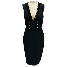 Robe de cocktail à lacets Altuzarra noire / dorée Noir