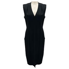 Les Copains Schwarzes Ärmelloses V-Ausschnitt Jersey Cocktailkleid Schwarz