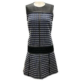 Robe sans manches en faille de cuir d'agneau Proenza Schouler noire / blanche / bleue Multicolore