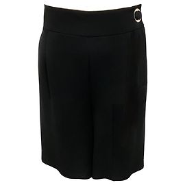 Pantaloni corti in crêpe di seta nera Giorgio Armani Nero