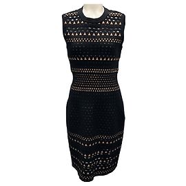 Alaïa Ärmelloses Strick-Cocktailkleid Alaia schwarz / nude Schwarz